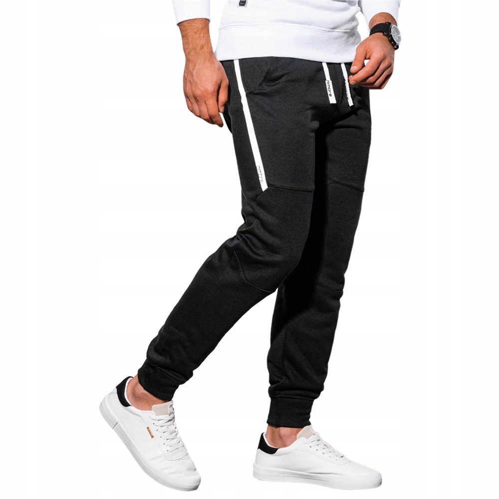 Spodnie męskie dresowe joggery P919 czarne XXL