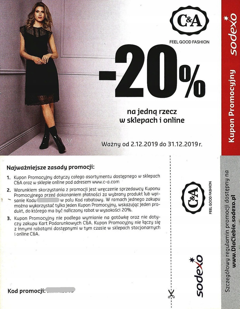 Kupon Promocyjny Bon SODEXO -20% C&A