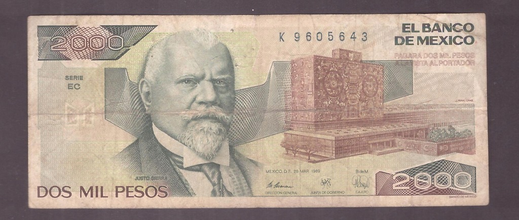 Meksyk - banknot - 2000 Pesos 1989 rok