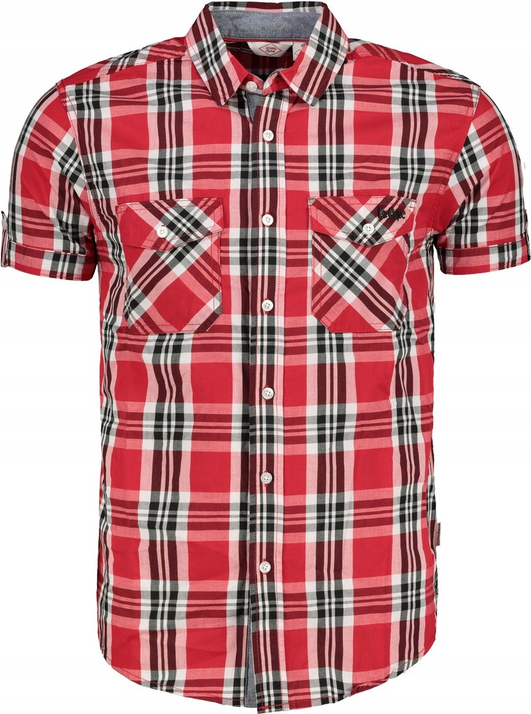 Lee Cooper Sportowa Koszula Krótki Rękaw RED - XL