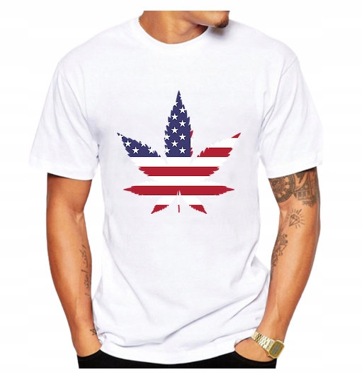 KOSZULKA MĘSKA T-SHIRT MARIHUANA KONOPIA USA