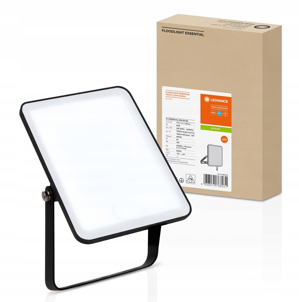 Lampa naświetlacz LED 20W 6500K czarna 1800lm