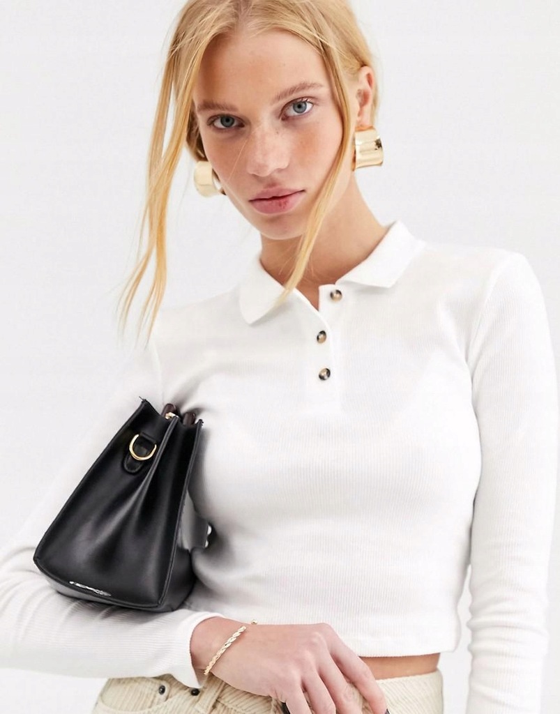 TOPSHOP__XZX KRÓTKI TOP POLO Z KOŁNIERZYKIEM__S