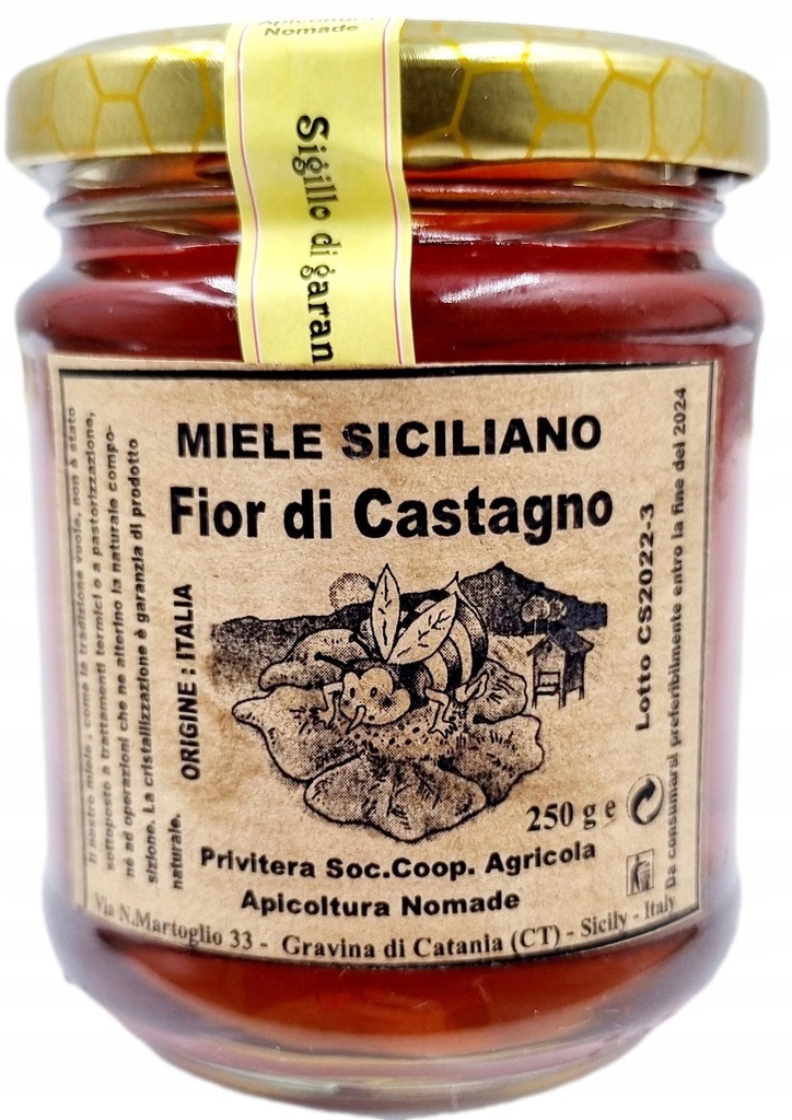 Miód Kasztanowy 250 gr Oryginalny Sycylijski