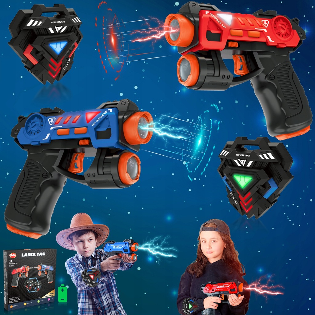 PISTOLET LASEROWY PAINTBALL DLA DZIECI LASER TAG MINI 4 MODE ZESTAW × 2
