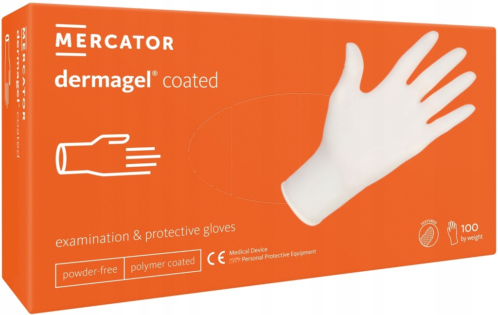 Mocne RĘKAWICZKI LATEKSOWE bezpudrowe rękawice medyczne MERCATOR 100szt XL