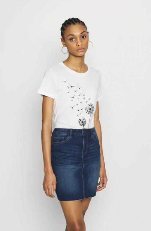 K1T408*VERO MODA T-SHIRT BIAŁY Z NADRUKIEM S S01