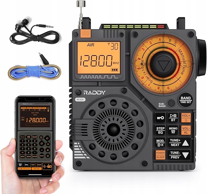T2081 RADDY RADIO KRÓTKOFALOWE RF320 odbiornik FM/AM/VHF/SW/AIR, Bt/TF