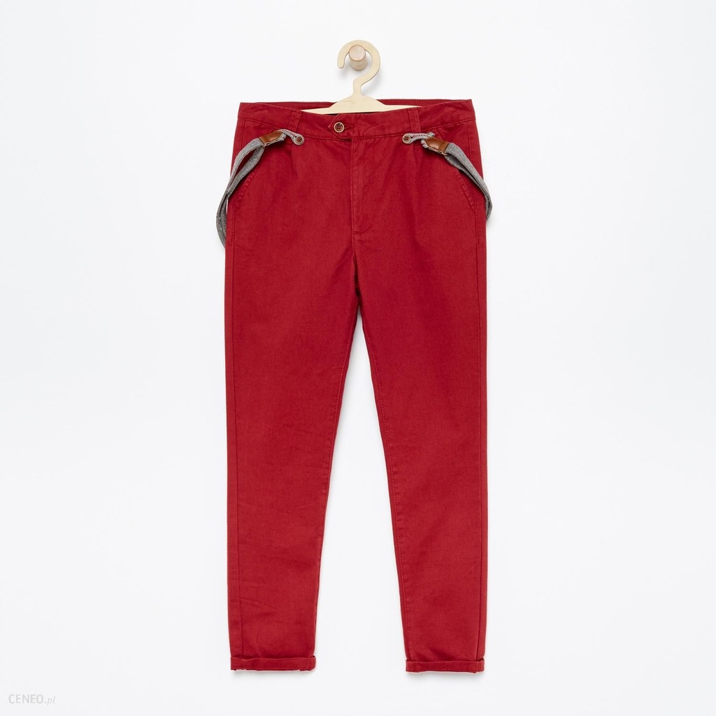 RESERVED Spodnie bordowe z szelkami - NOWE - 164