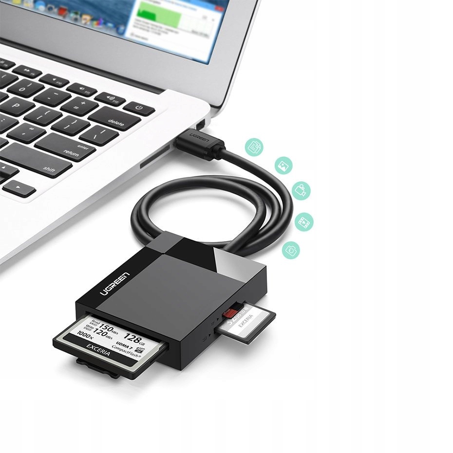 UGREEN CZYTNIK KART USB 3.0: SD/MICRO SD/CF/MS CZARNY