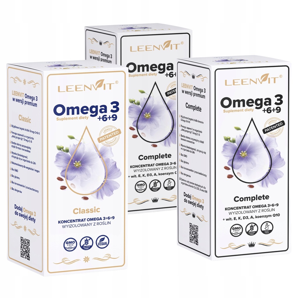 Kwas Omega 3 6 9 zestaw Odporność WEGAN siemie