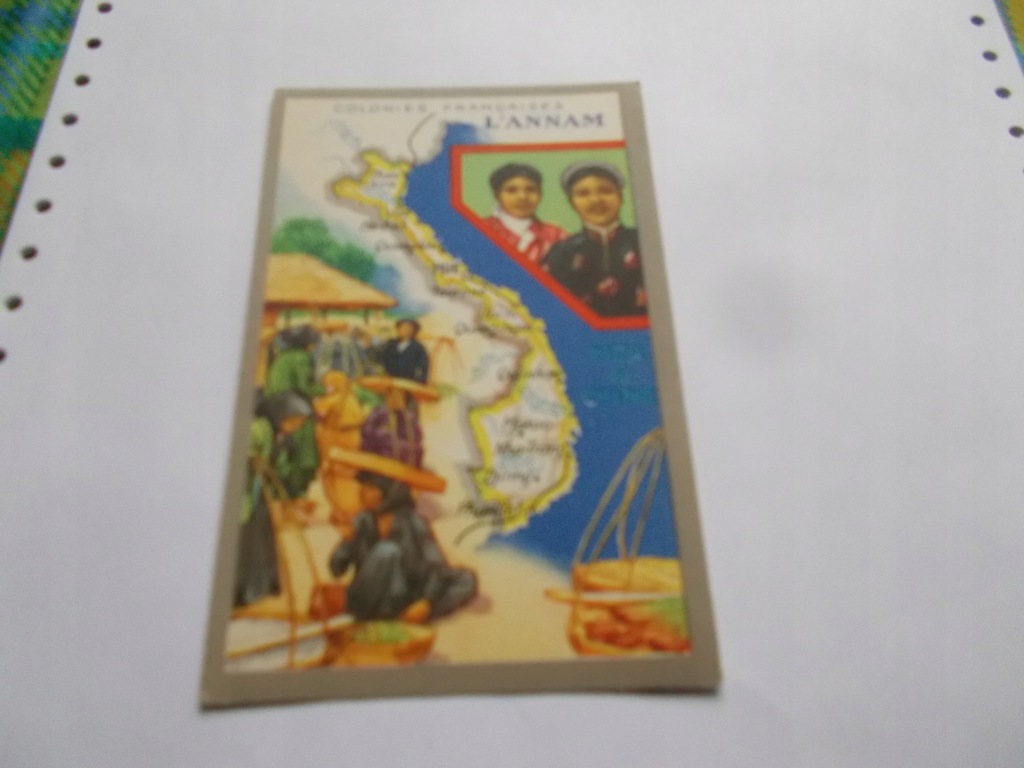 Kolonie Francuskie Annam Hue Targ Wietnamski mapa Lion Noir