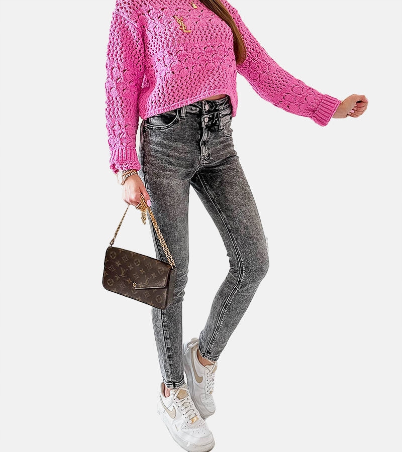 Szare jeansy slim z przetarciami Paré rozmiar XS