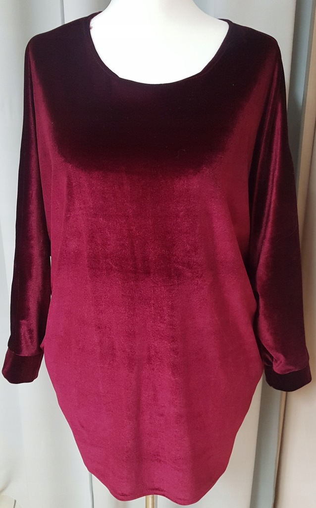 Bluza tunika NEW LOOK 44 XXL aksamit bordo