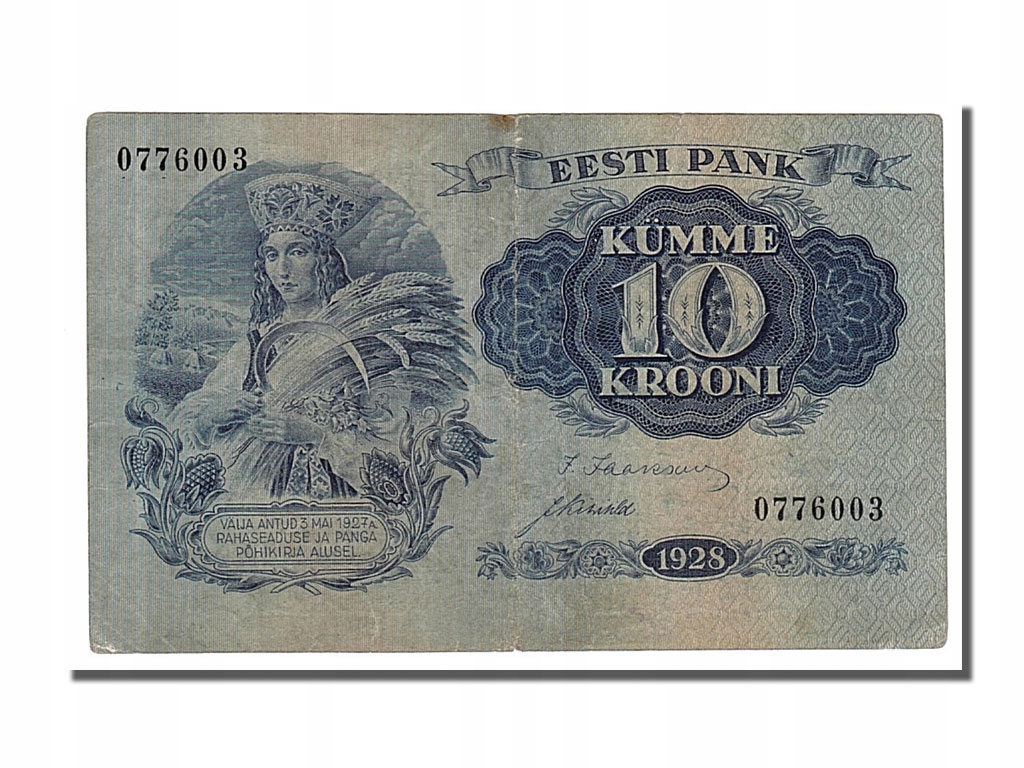 Banknot, Estonia, 10 Krooni, 1928, EF(40-45)