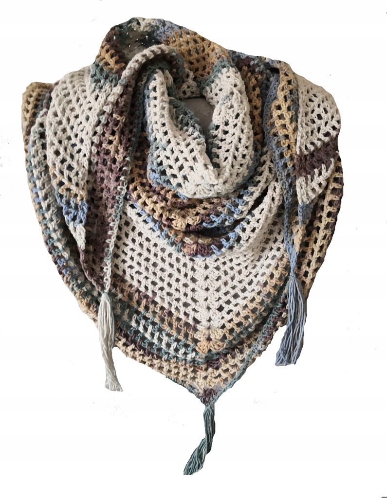 Chusta szydełkowa Boho Hand made w kolory ziemi