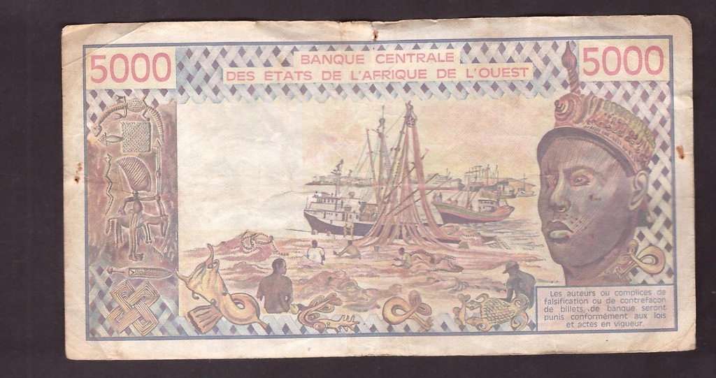 Togo - T - Western African States - banknot 5000 Franków 1979 rok
