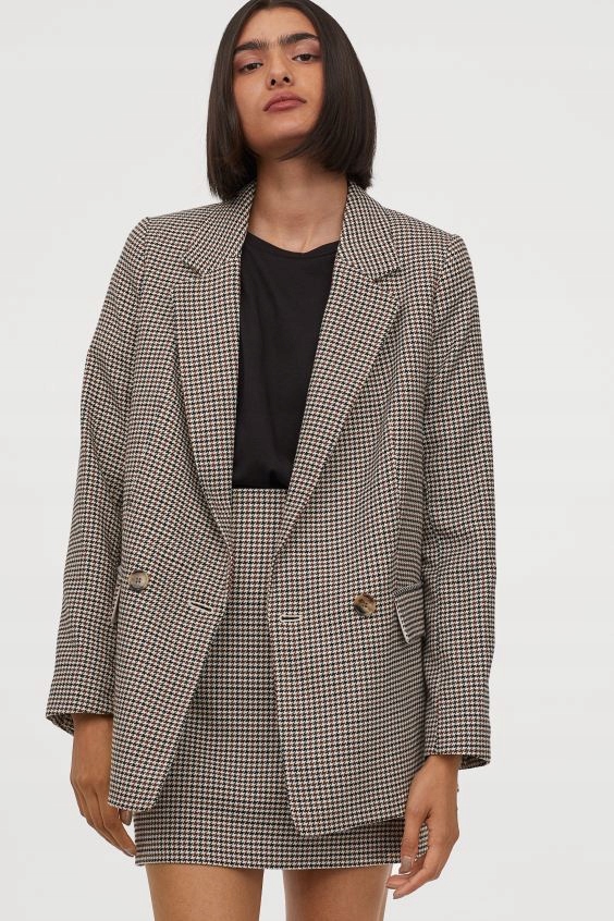 H&M MARYNARKA ŻAKIET PEPITKA OVERSIZE 34