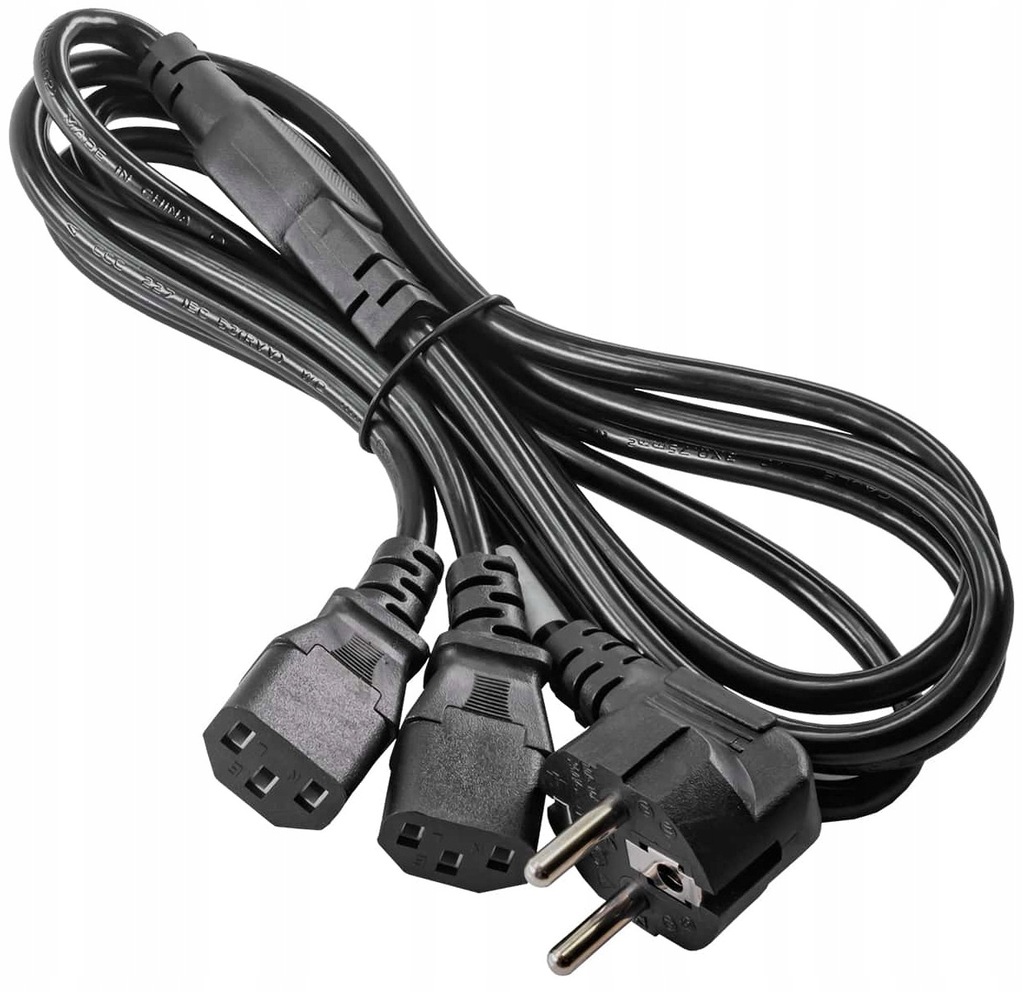 Kabel zasilający Akyga typ Y 1.8m rozdzielacz 2x IEC C13 250V 10A 180cm