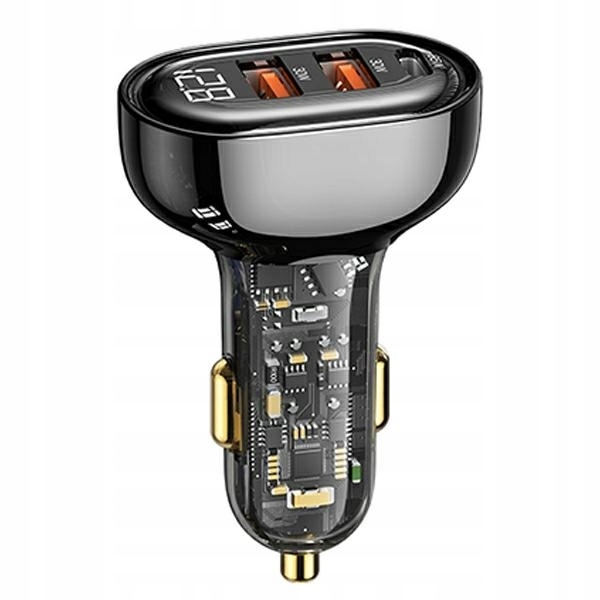 USAMS Ład. sam. 2xUSB+1xUSB-C 125W Fast Charge transparent