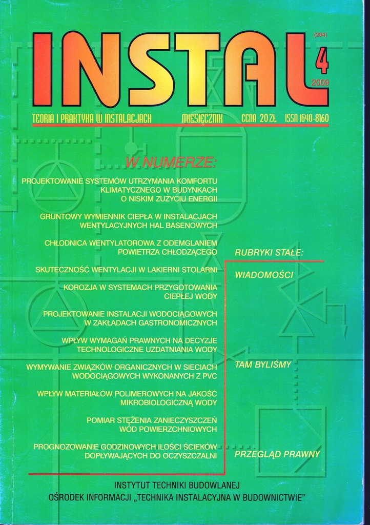 Miesięcznik Instal czasopismo 4/2009 instalacje