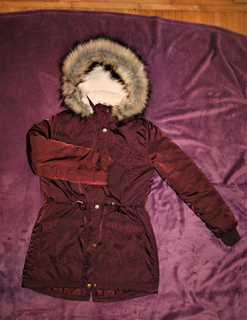 H&M ciepła parka-kurtka z kapturem 164cm