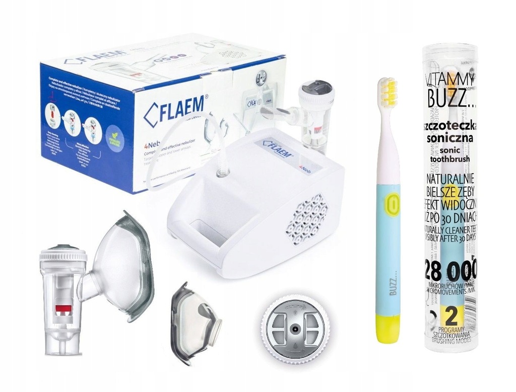 INHALATOR FLAEM 4NEB + SZCZOTECZKA SONICZNA BUZZ