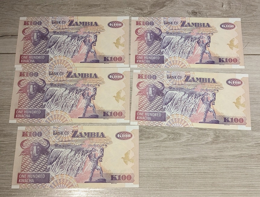100 KWACHA ZAMBIA UNC 5 SZT