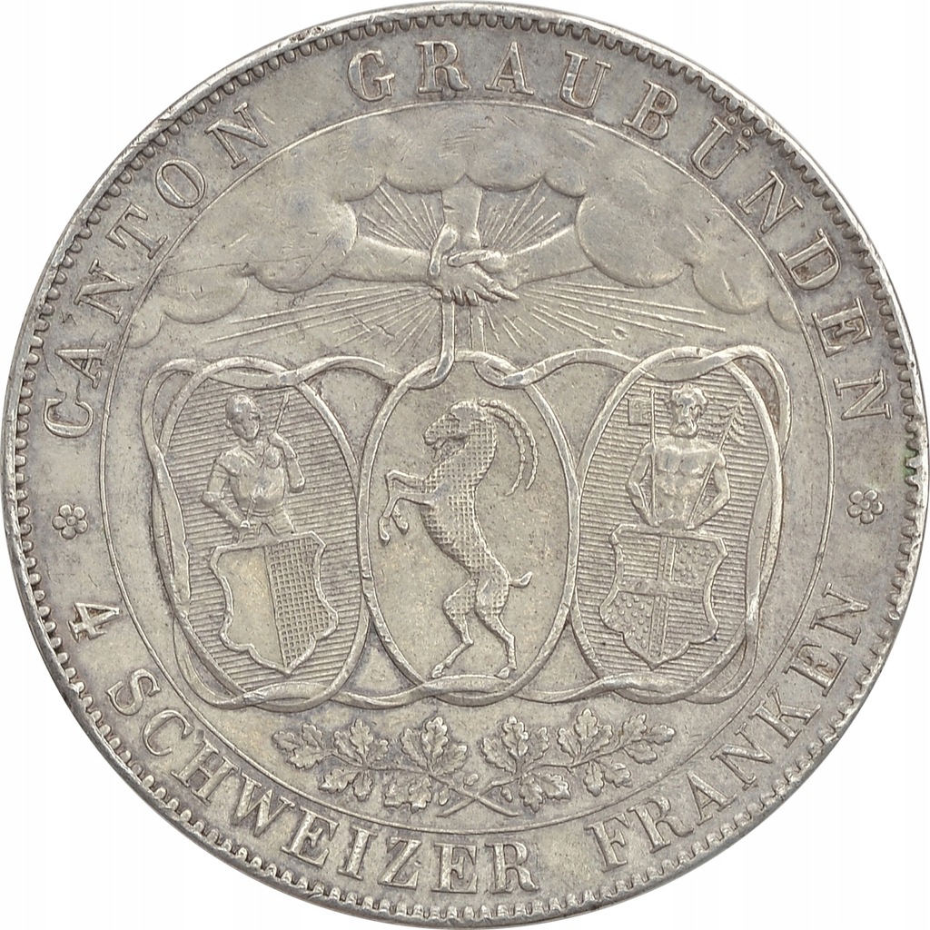 19.fur.GRAUBUNDEN, TALAR/ 4 FR.1842 super rzadka