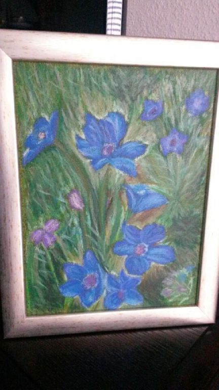 M. Kozdęba "Niebieskie kwiaty" obraz w ramie