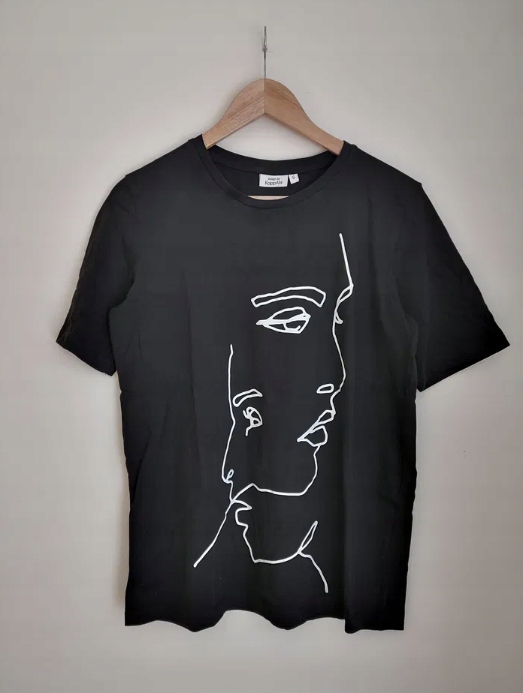 KappAhl koszulka T-shirt szkic twarze S M