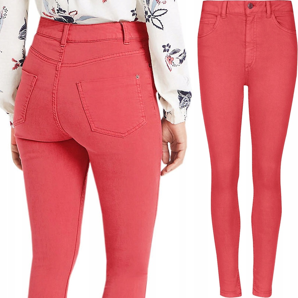 M&S Damskie Spodnie Różowe Jeansy Long L 40