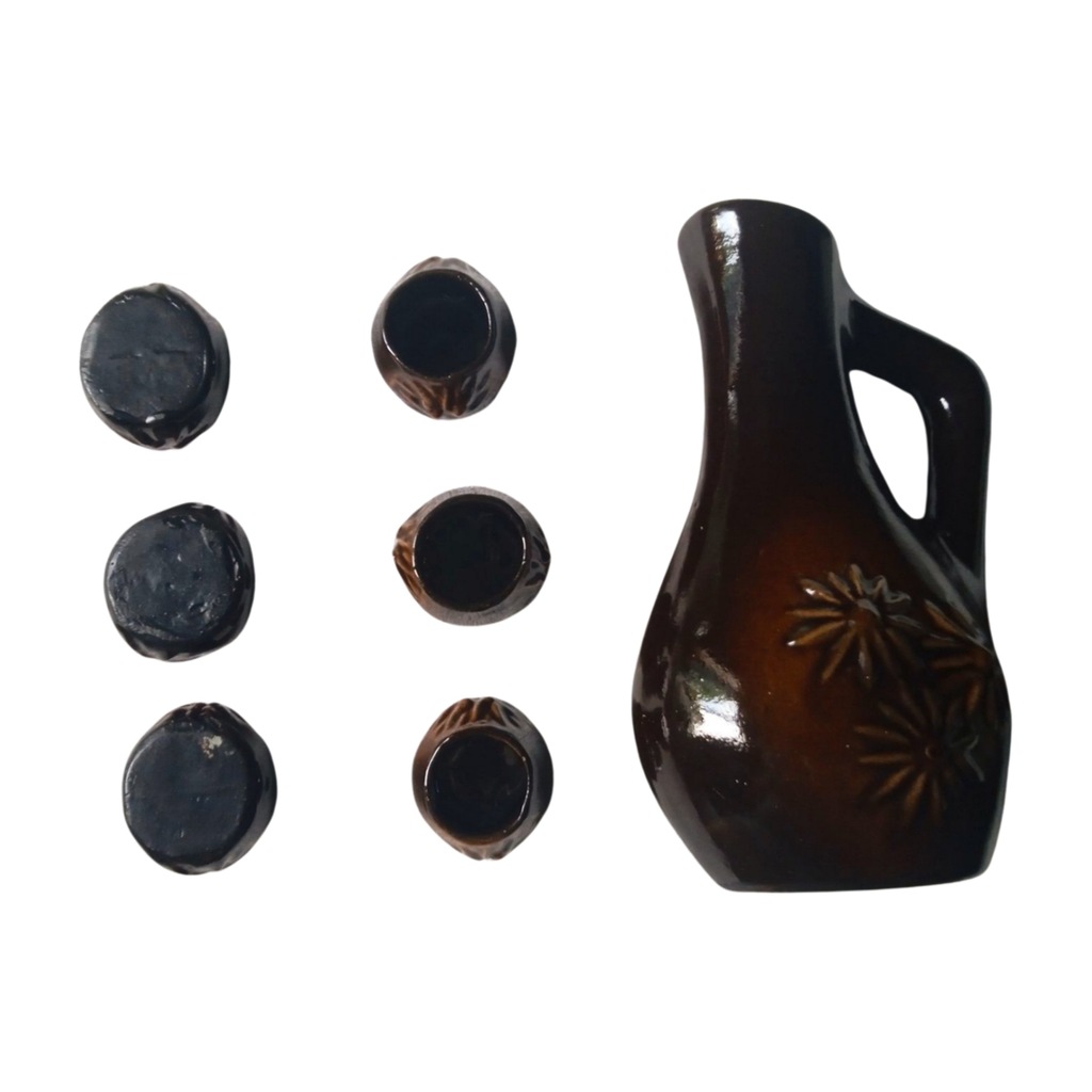 Ceramika Krakowska - Millenium, karafka + 6 kieliszków, PRL.