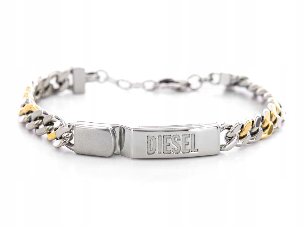 BRANSOLETA MĘSKA DIESEL DX1457931 SREBRNO-ZŁOTA STAL ELEGANCKA