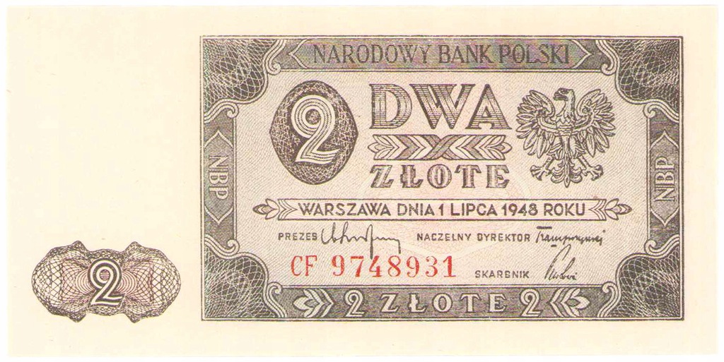 2 złote 1948 seria CF - PIĘKNE