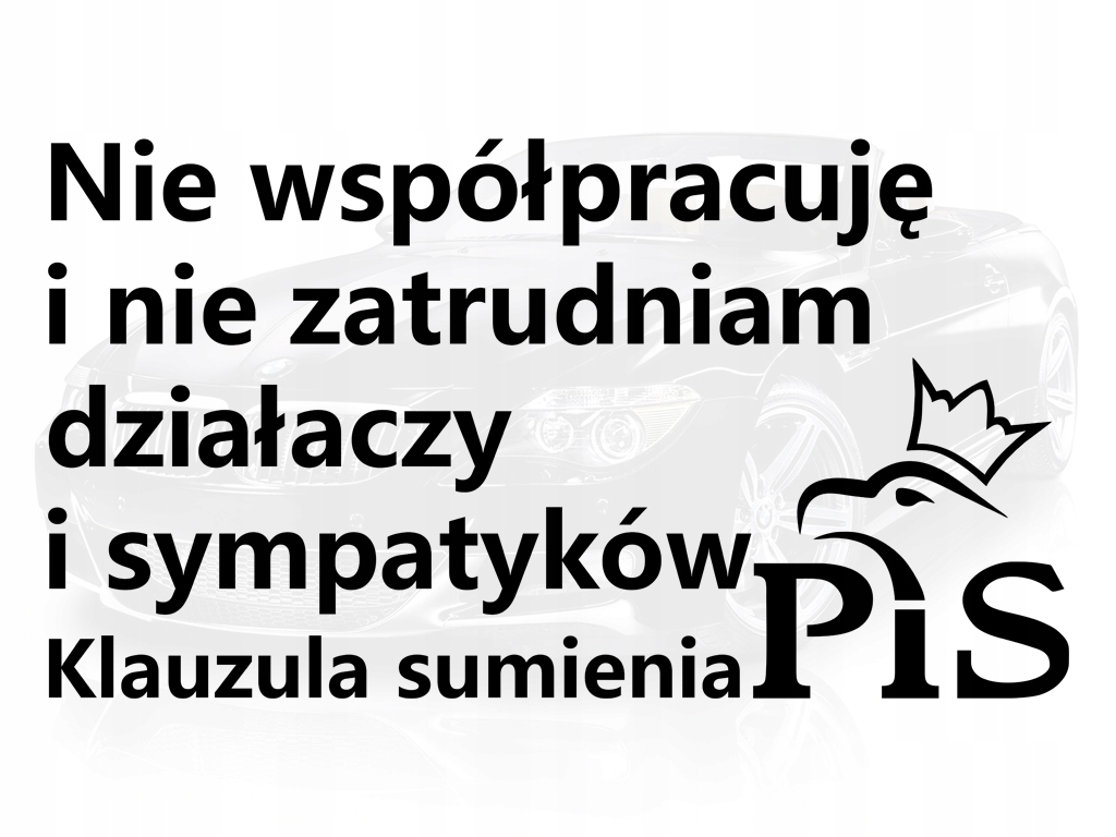 CZARNY - NIE WSPÓŁPRACUJE Z PIS KLAUZULA 24x13cm - 7805870718 - oficjalne archiwum Allegro