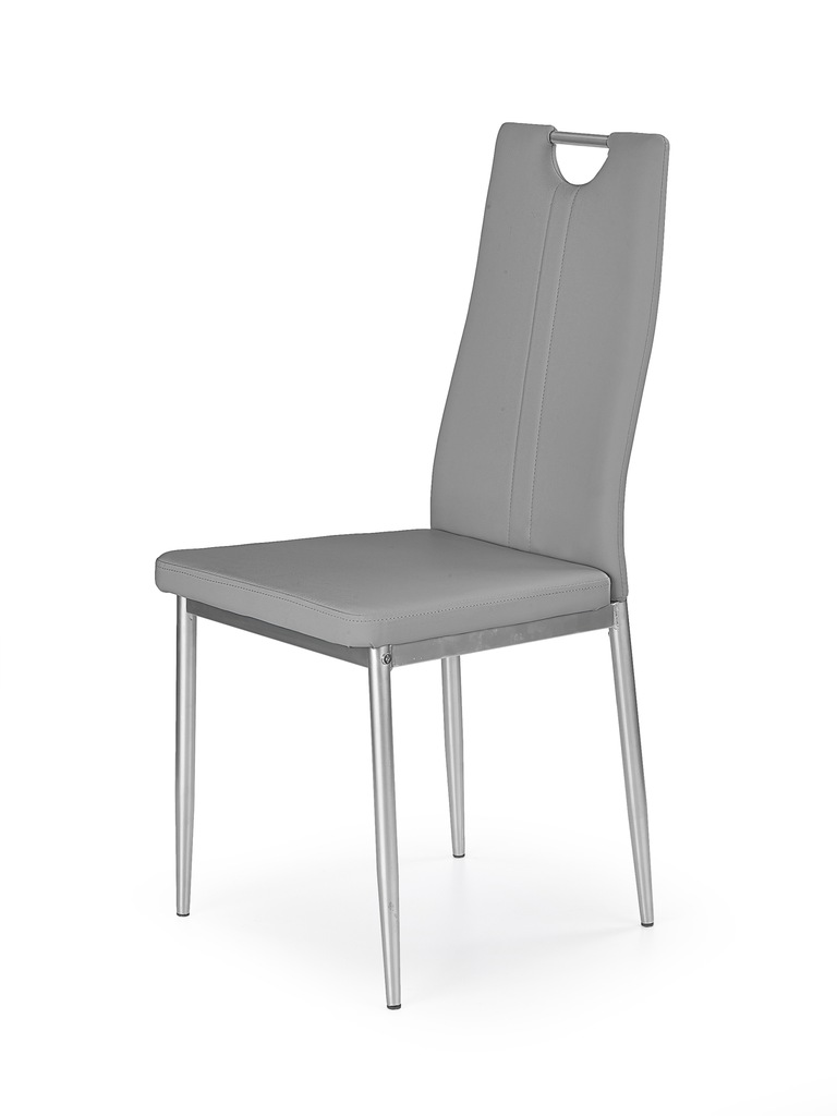 K202 krzesło szare tapicerowane z uchwytem eco skóra malowane proszkowo