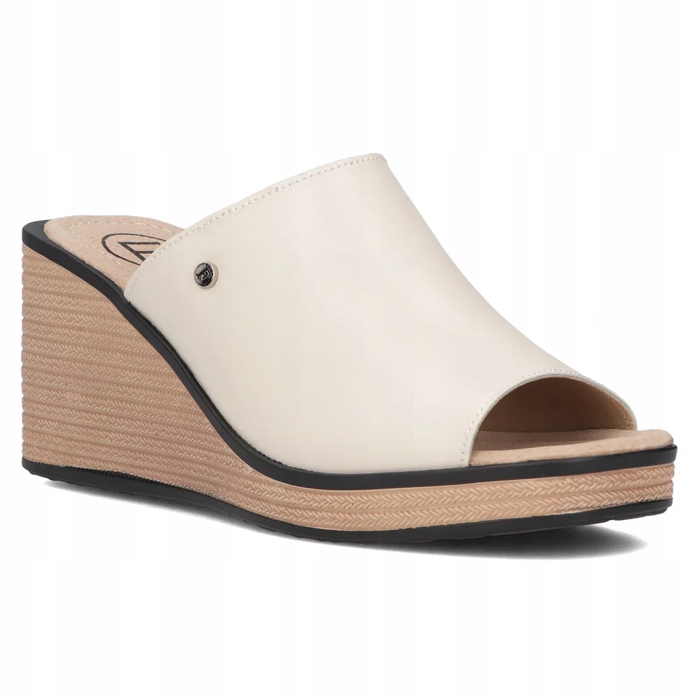 Buty damskie klapki skórzane na koturnie letnie Filippo wygodne r.40