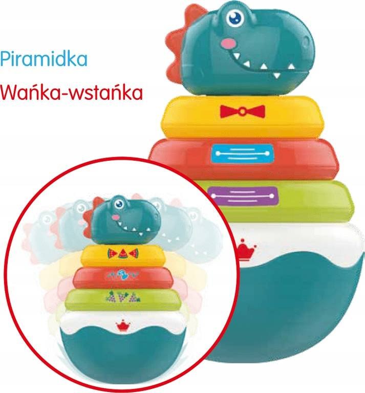 PIRAMIDKA WAŃKA WSTAŃKA SENSORYCZNA DINO UKŁADANKA