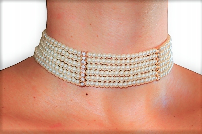 CHOKER NASZYJNIK Z PEREŁKAMI SZEROKI ELEGANCKI