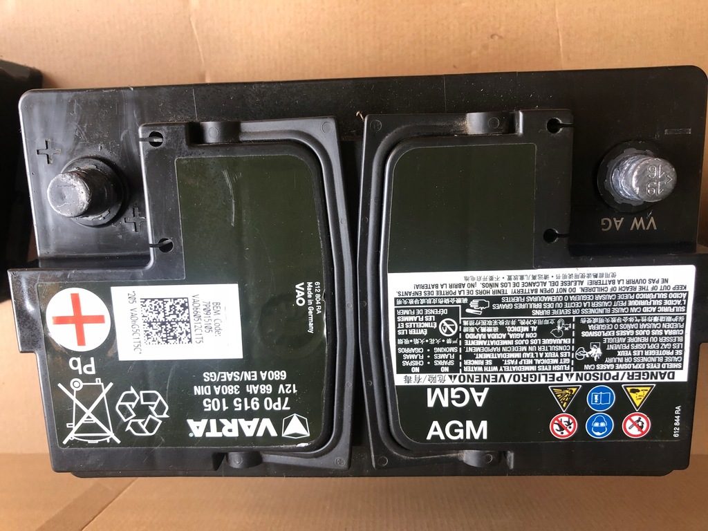 Аккумулятор varta agm 12v 68ah 680a 7p0915105 Купити в Україні: б/в  розбирання, оригінал, ціна