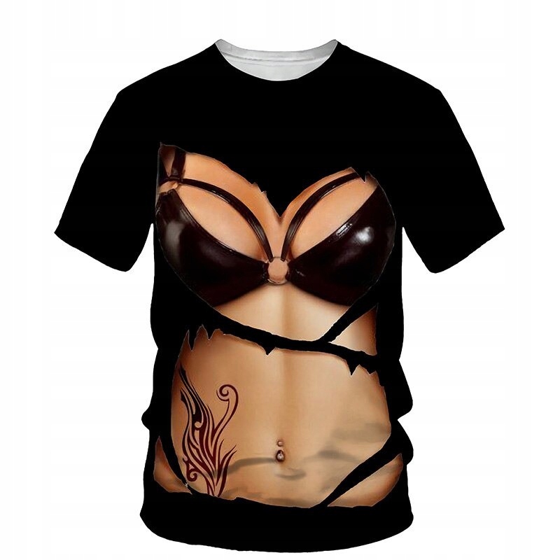 KOSZULKA T-SHIRT DAMSKI 3D DEKOLT BIUST 6XL