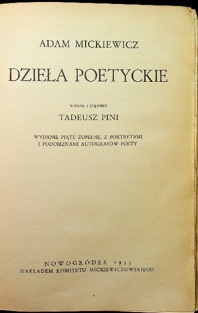 Dzieła Poetyckie 1933 r.