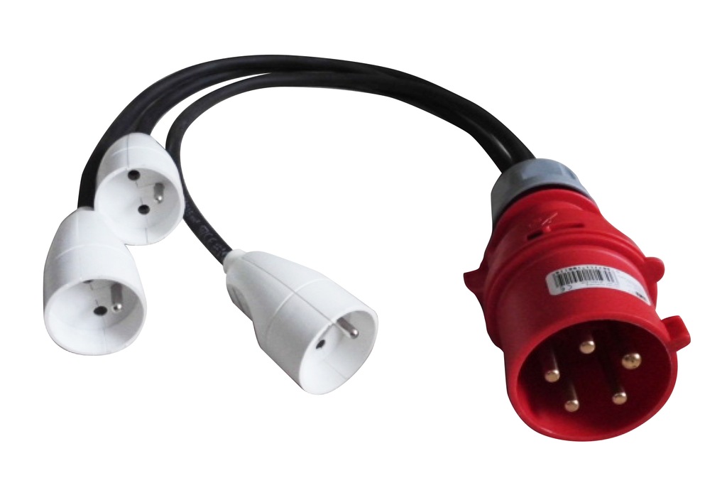 PRZEJŚCIÓWKA Z WTYKU 32A/5 400V NA 3 GNIAZDA 230V - 5414185499