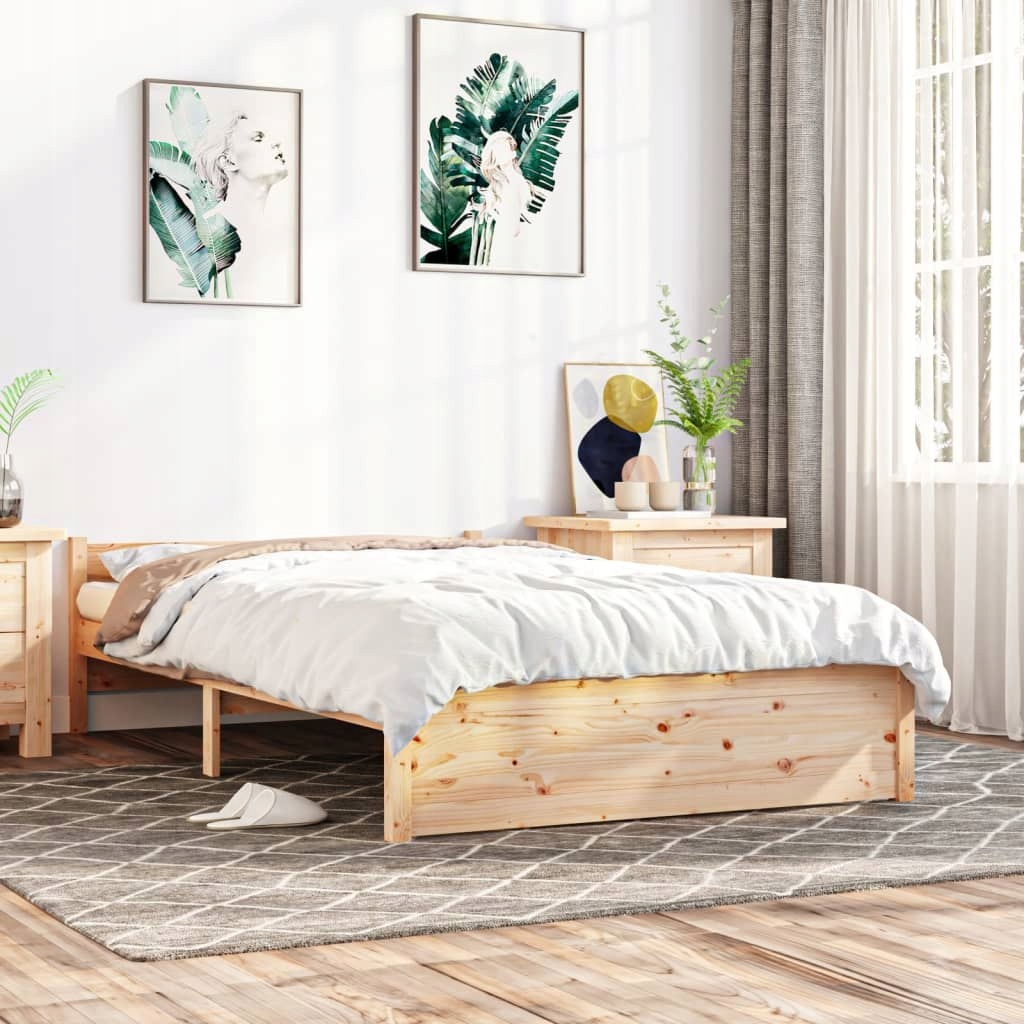 VidaXL Rama łóżka, lite drewno, 120x190 cm, podwój