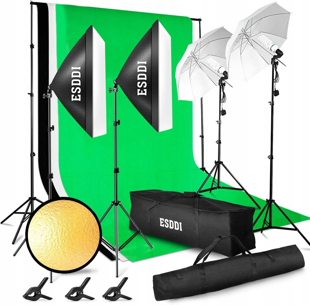 ZESTAW STUDIO SOFTBOX OŚWIETLENIE 3xTŁO ESDDI