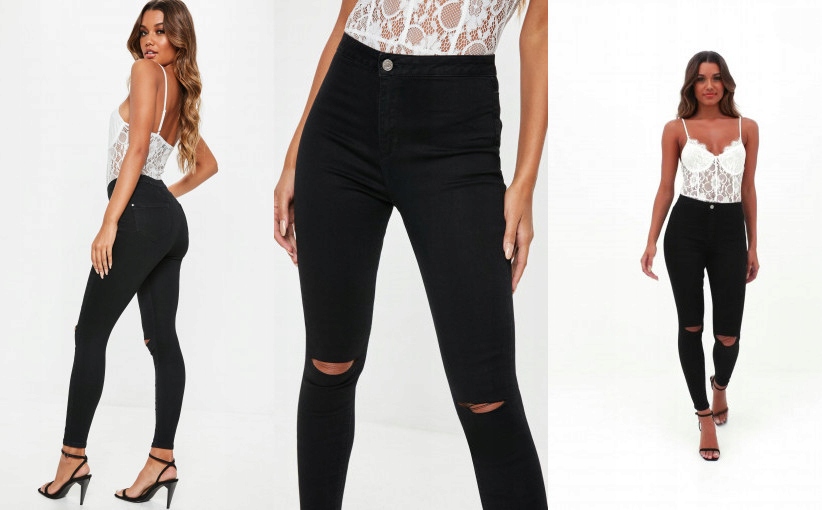 P2I502*MISSGUIDED JEANSY DAMSKIE CZARNE 34 XS U00