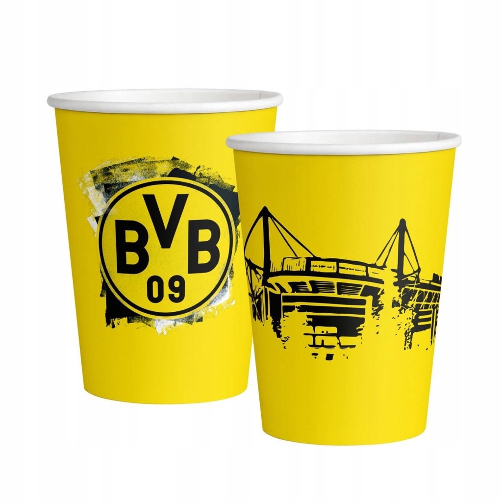 Kubeczki papierowe BVB Borussia Dortmund 500 ml, 6 szt.