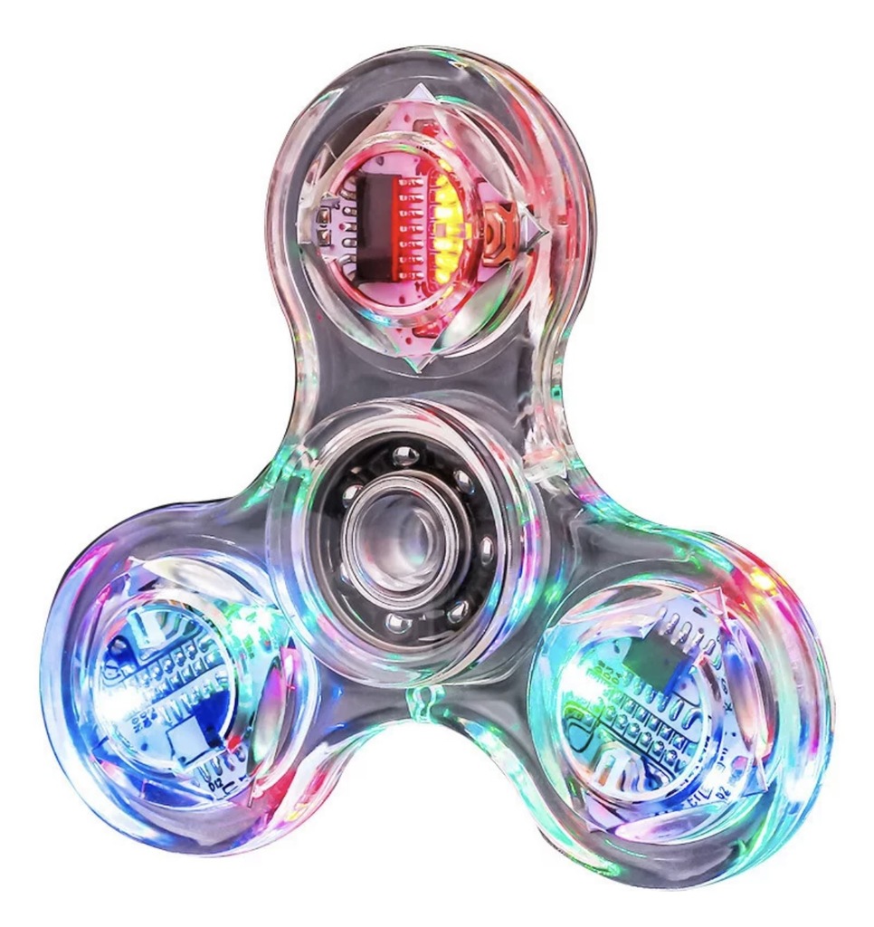 SPINNER LED ŚWIECĄCY FIDGET PRZEZROCZYSTY 3 TRYBY