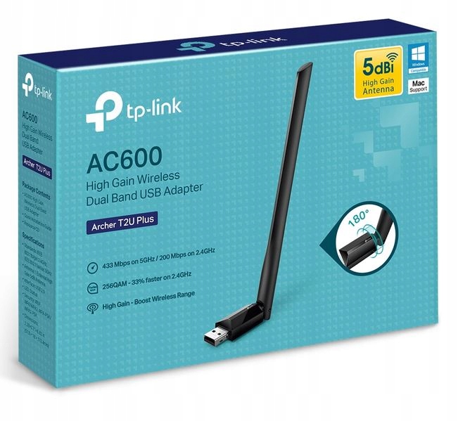 Archer T2U Plus USB WiFi AC600 Karta sieciowa